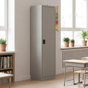 Single-Door Metal Tall Cabinet Shelf Storage for Home Office Gym V63-844431