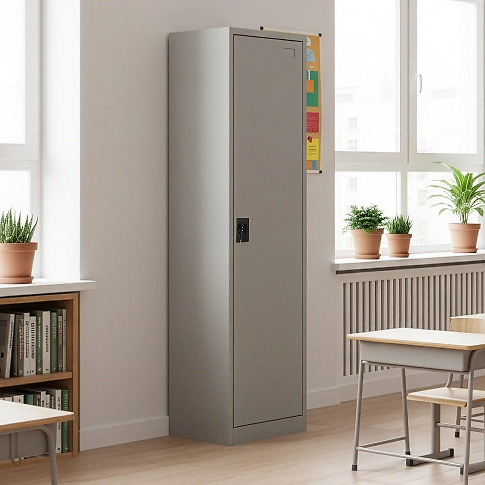 Single-Door Metal Tall Cabinet Shelf Storage for Home Office Gym V63-844431
