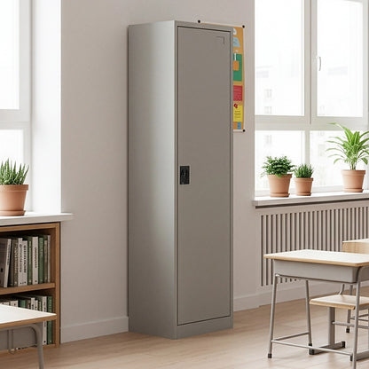 Single-Door Metal Tall Cabinet Shelf Storage for Home Office Gym V63-844431