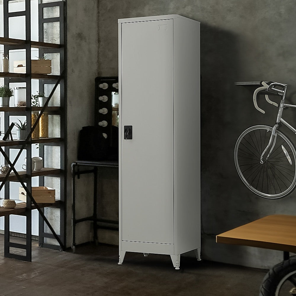 Single-Door Metal Tall Cabinet Shelf Storage for Home Office Gym V63-844441