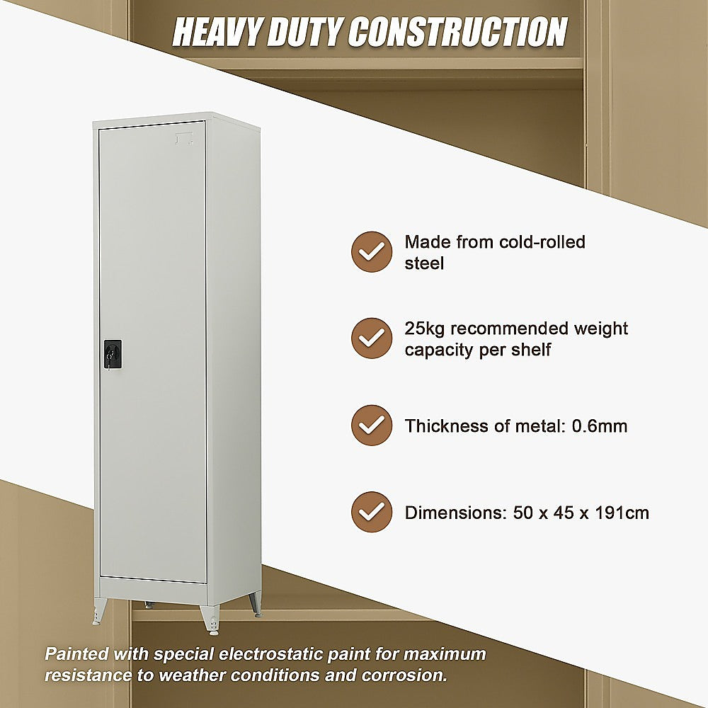 Single-Door Metal Tall Cabinet Shelf Storage for Home Office Gym V63-844441