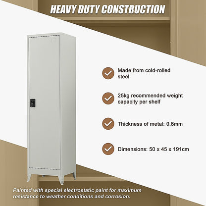 Single-Door Metal Tall Cabinet Shelf Storage for Home Office Gym V63-844441