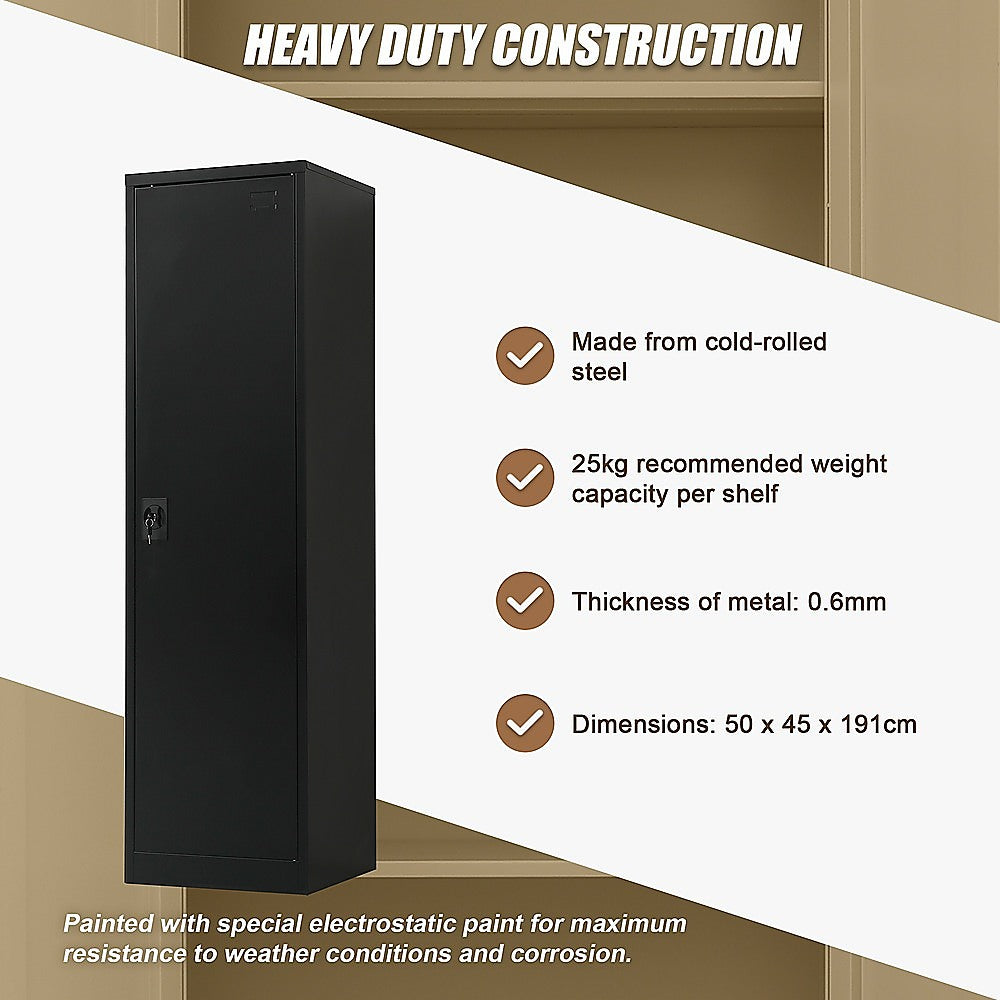 Single-Door Metal Tall Cabinet Shelf Storage for Home Office Gym V63-844451