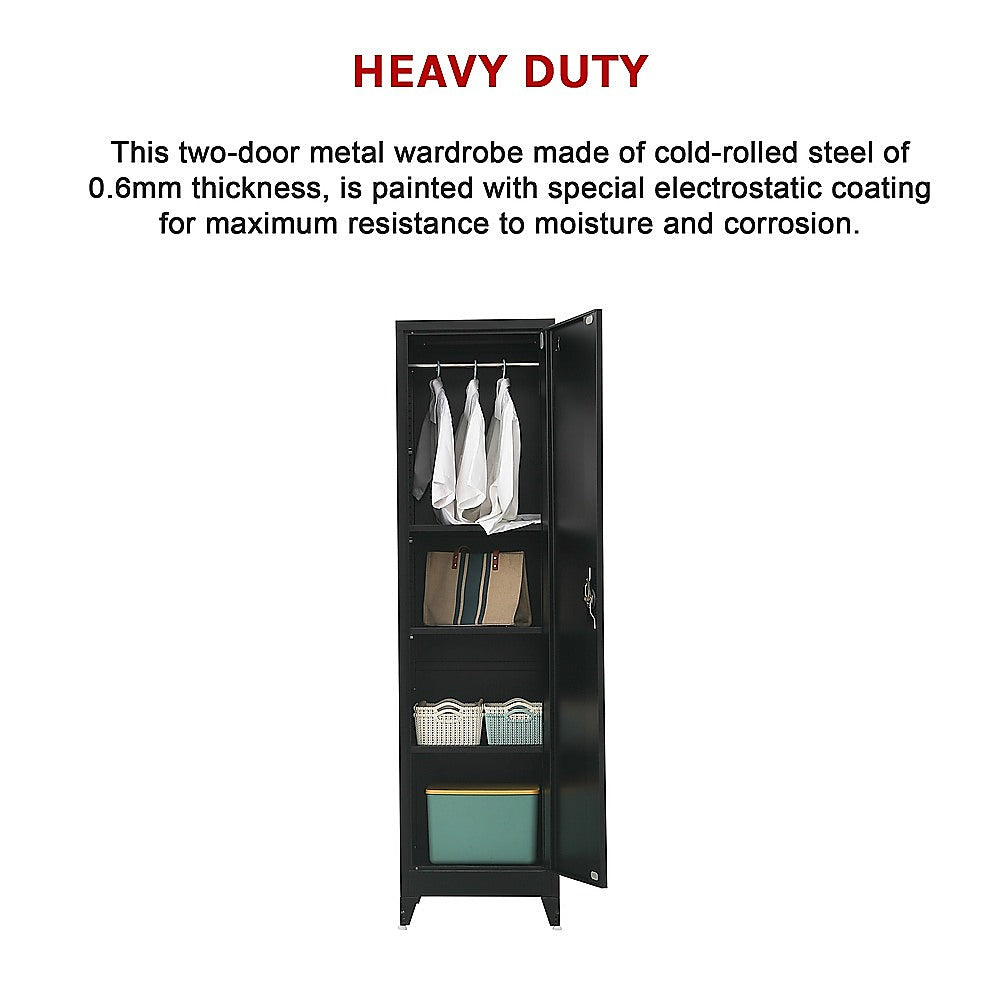 Single-Door Metal Tall Cabinet Shelf Storage for Home Office Gym V63-844461