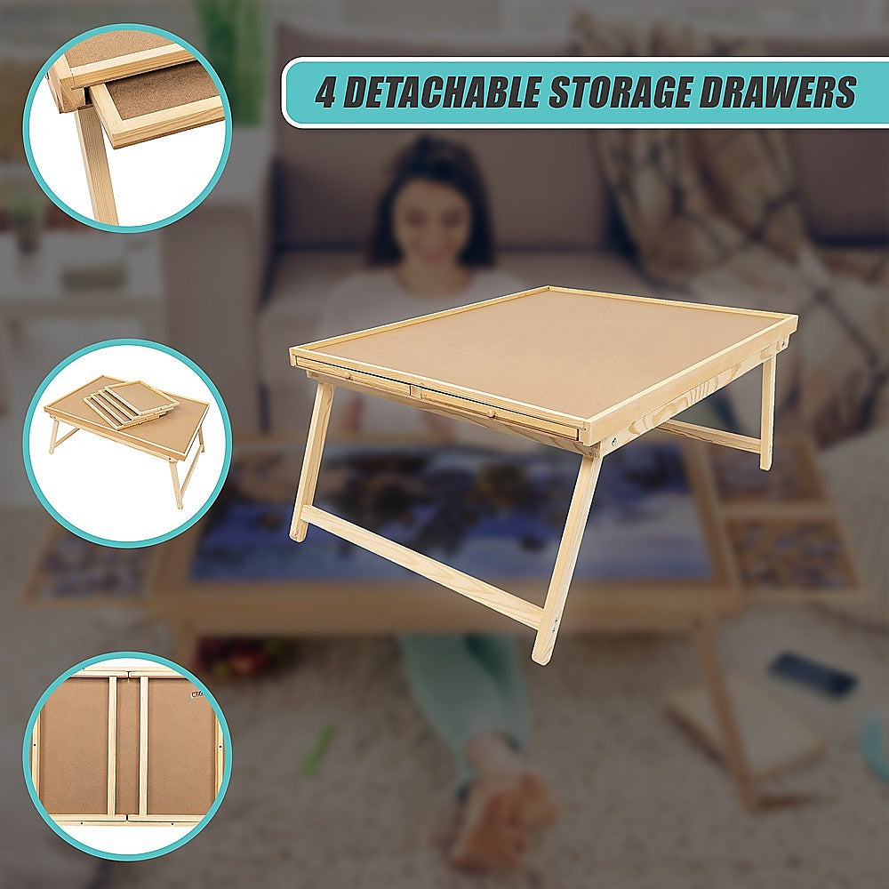 1500 Piece Wooden Jigsaw Puzzle Table - 67x87cm Puzzle Board with Folding Legs V63-844471
