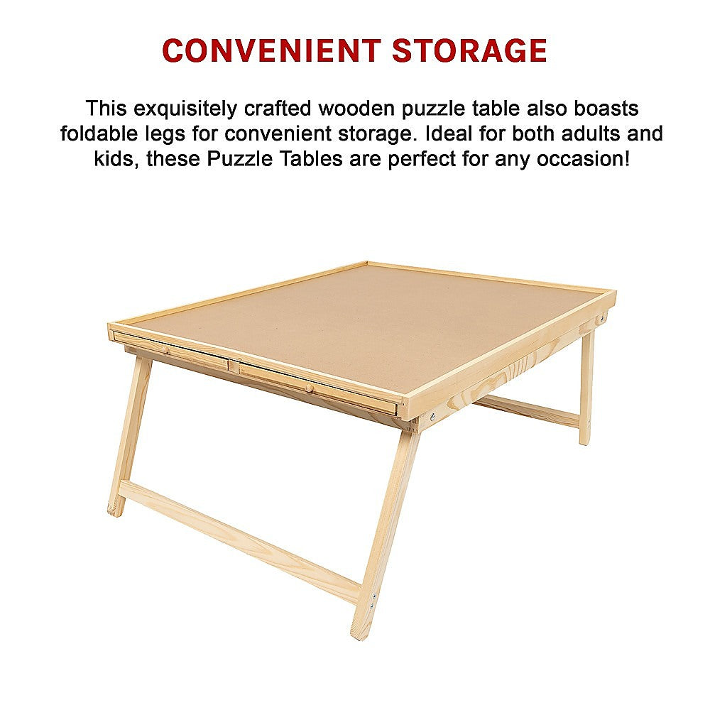 1500 Piece Wooden Jigsaw Puzzle Table - 67x87cm Puzzle Board with Folding Legs V63-844471