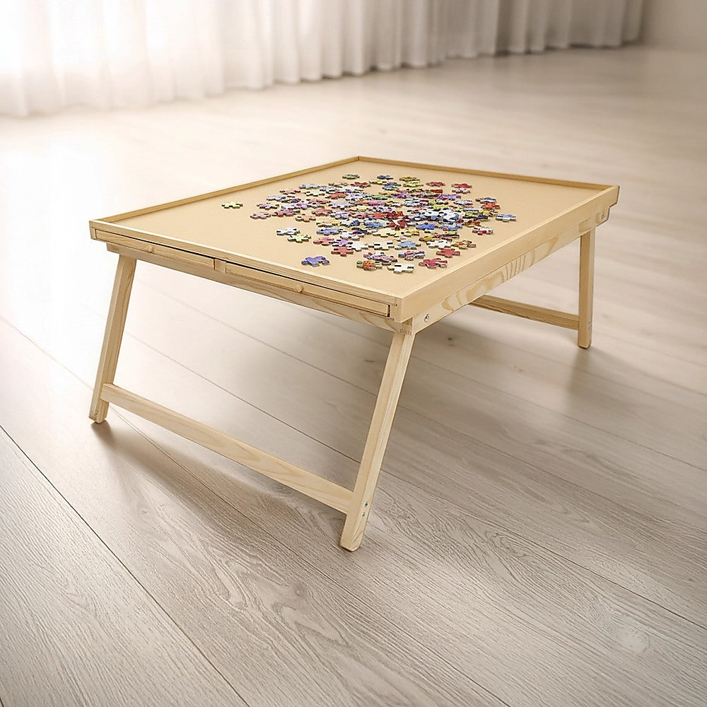 1500 Piece Wooden Jigsaw Puzzle Table - 67x87cm Puzzle Board with Folding Legs V63-844471