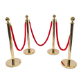 4 x Queue Barriers + 3 Ropes Exhibition Crowd Control Bollards V63-844481