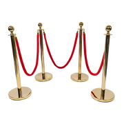 4 x Queue Barriers + 3 Ropes Exhibition Crowd Control Bollards V63-844481