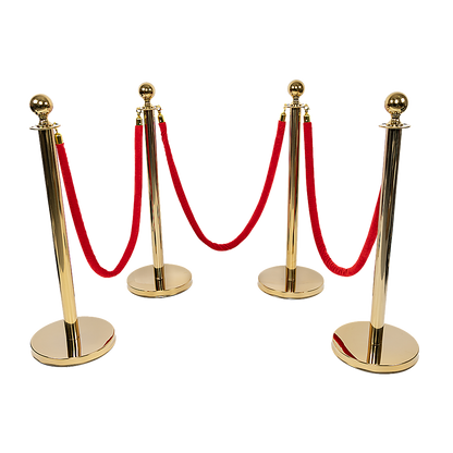 4 x Queue Barriers + 3 Ropes Exhibition Crowd Control Bollards V63-844481