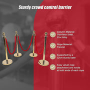 4 x Queue Barriers + 3 Ropes Exhibition Crowd Control Bollards V63-844481