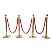 4 x Queue Barriers + 3 Ropes Exhibition Crowd Control Bollards V63-844481