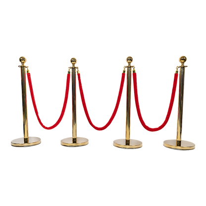 4 x Queue Barriers + 3 Ropes Exhibition Crowd Control Bollards V63-844481