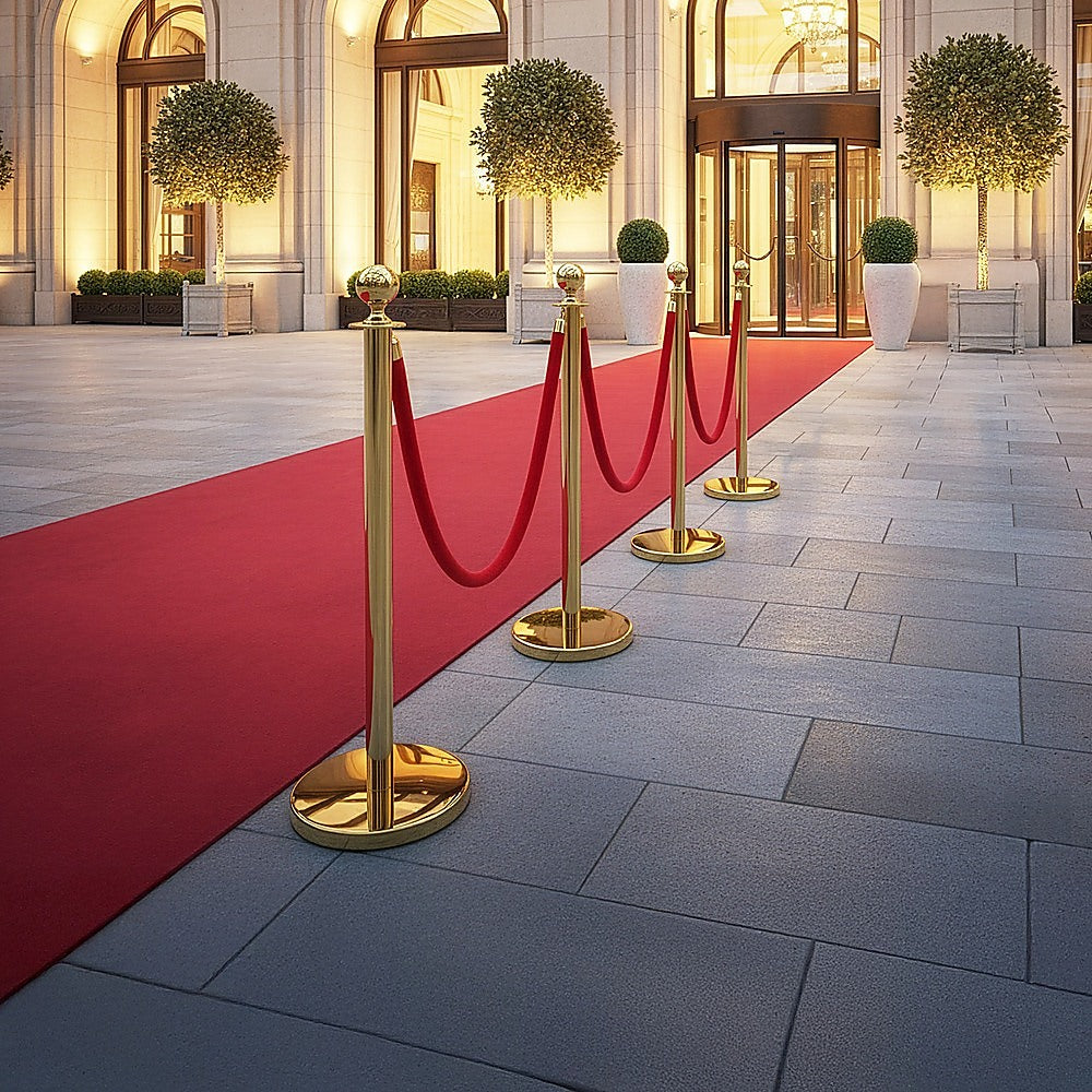 4 x Queue Barriers + 3 Ropes Exhibition Crowd Control Bollards V63-844481