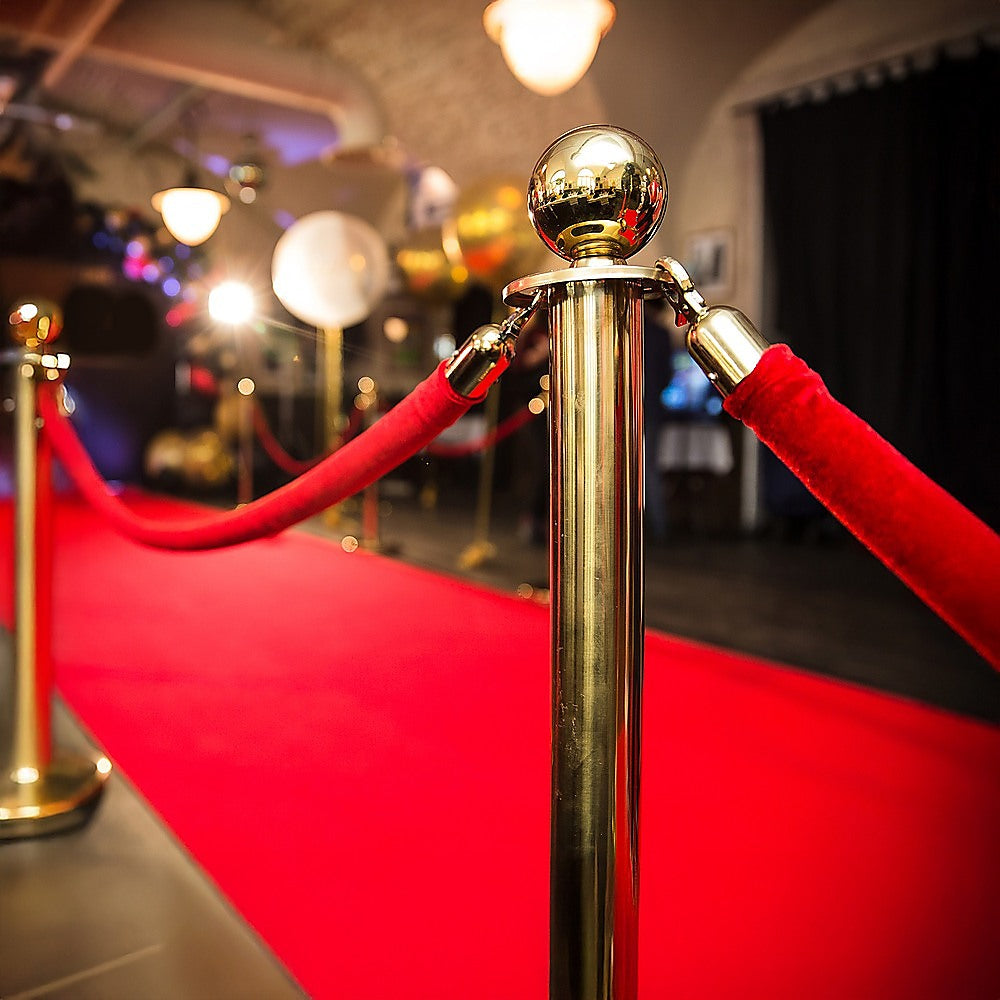 4 x Queue Barriers + 3 Ropes Exhibition Crowd Control Bollards V63-844481