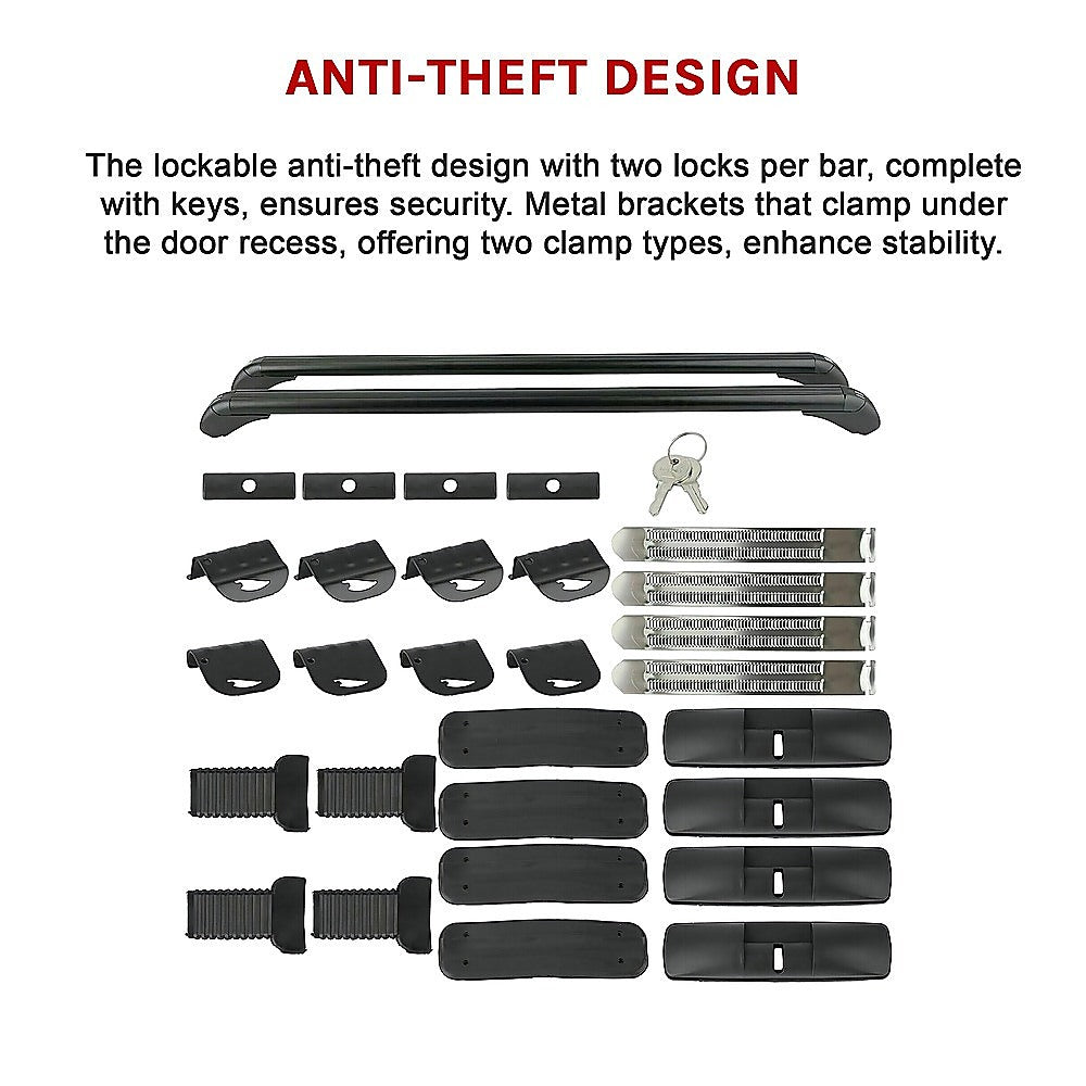 Lockable Aluminium Car Roof Rack Bars Without Rail Anti Theft Luggage Carrier V63-844491