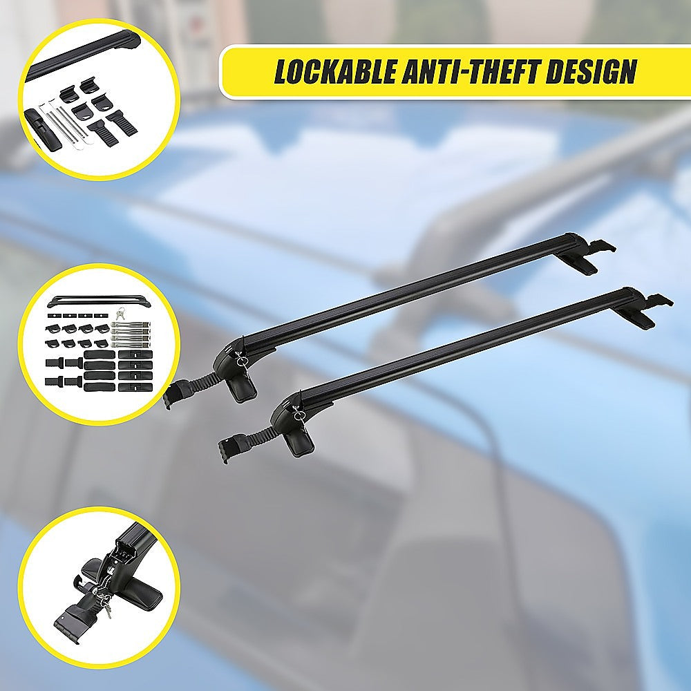 Lockable Aluminium Car Roof Rack Bars Without Rail Anti Theft Luggage Carrier V63-844491