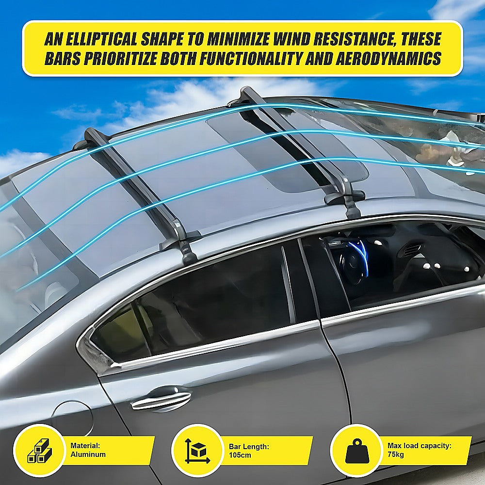 Lockable Aluminium Car Roof Rack Bars Without Rail Anti Theft Luggage Carrier V63-844491