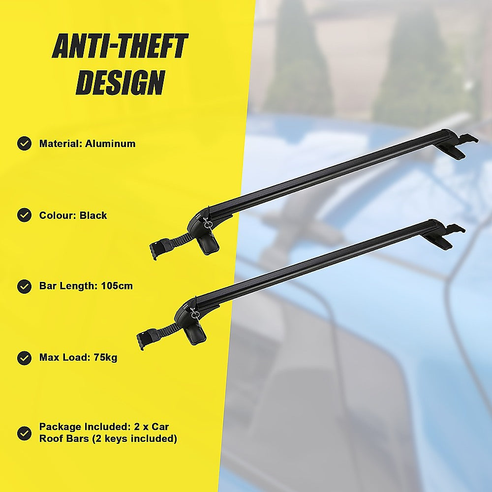 Lockable Aluminium Car Roof Rack Bars Without Rail Anti Theft Luggage Carrier V63-844491