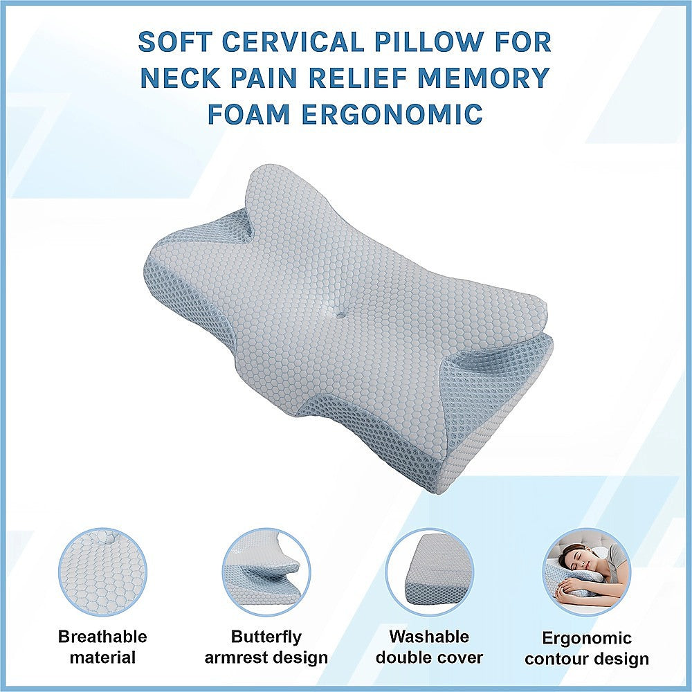 Soft Cervical Pillow for Neck Pain Relief Memory Foam Ergonomic V63-844511