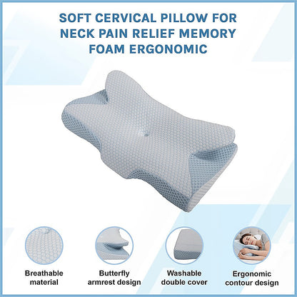Soft Cervical Pillow for Neck Pain Relief Memory Foam Ergonomic V63-844511