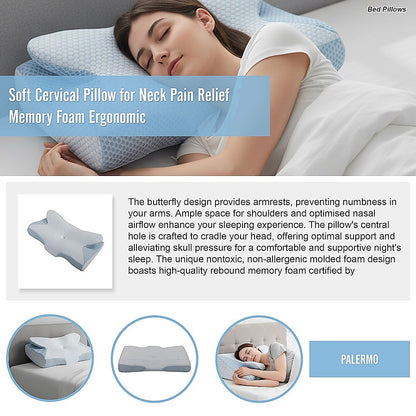 Soft Cervical Pillow for Neck Pain Relief Memory Foam Ergonomic V63-844511