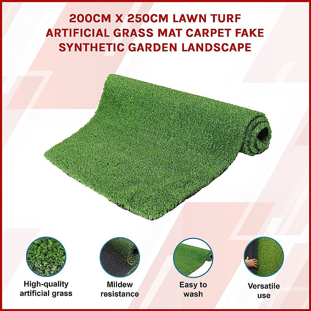 200cm x 250cm Lawn Turf Artificial Grass Mat Carpet Fake Synthetic Garden Landscape V63-844521