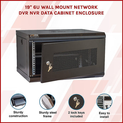 19" 6U Wall Mount Network DVR NVR Data Cabinet Enclosure V63-844561