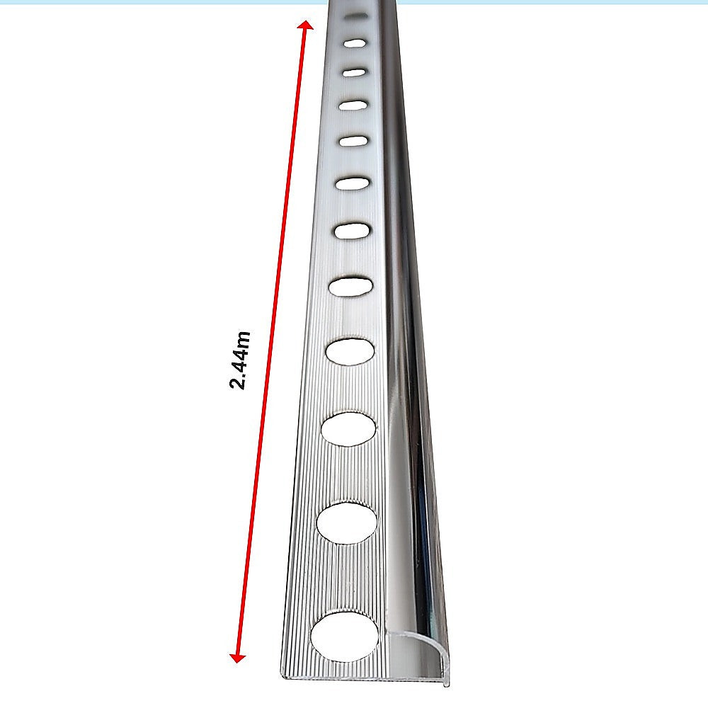 10 x Tile Trim Heavy Duty Round Edge Aluminium 10mm V63-844581