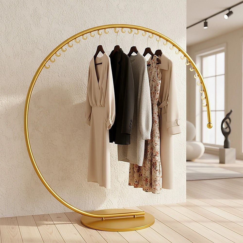 Commercial Clothing Floor-Standing Hanger High Capacity Curved Clothes Bar Storage Rack 160cm V63-844621