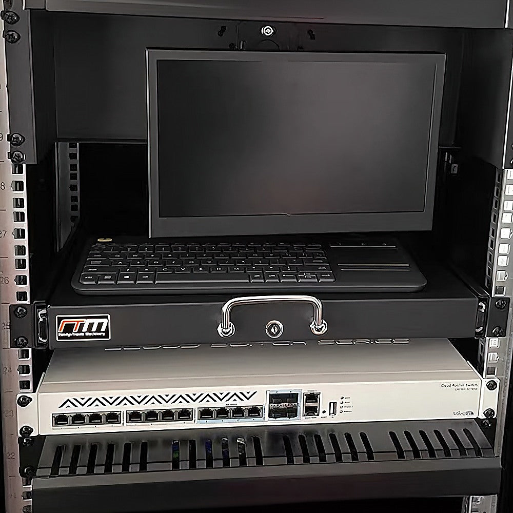 1U Locking Rack Mount Drawer Secure Steel Storage for 19" Network Server V63-844661