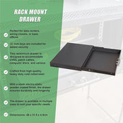 1U Locking Rack Mount Drawer Secure Steel Storage for 19" Network Server V63-844661