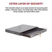 1U Locking Rack Mount Drawer Secure Steel Storage for 19" Network Server V63-844661