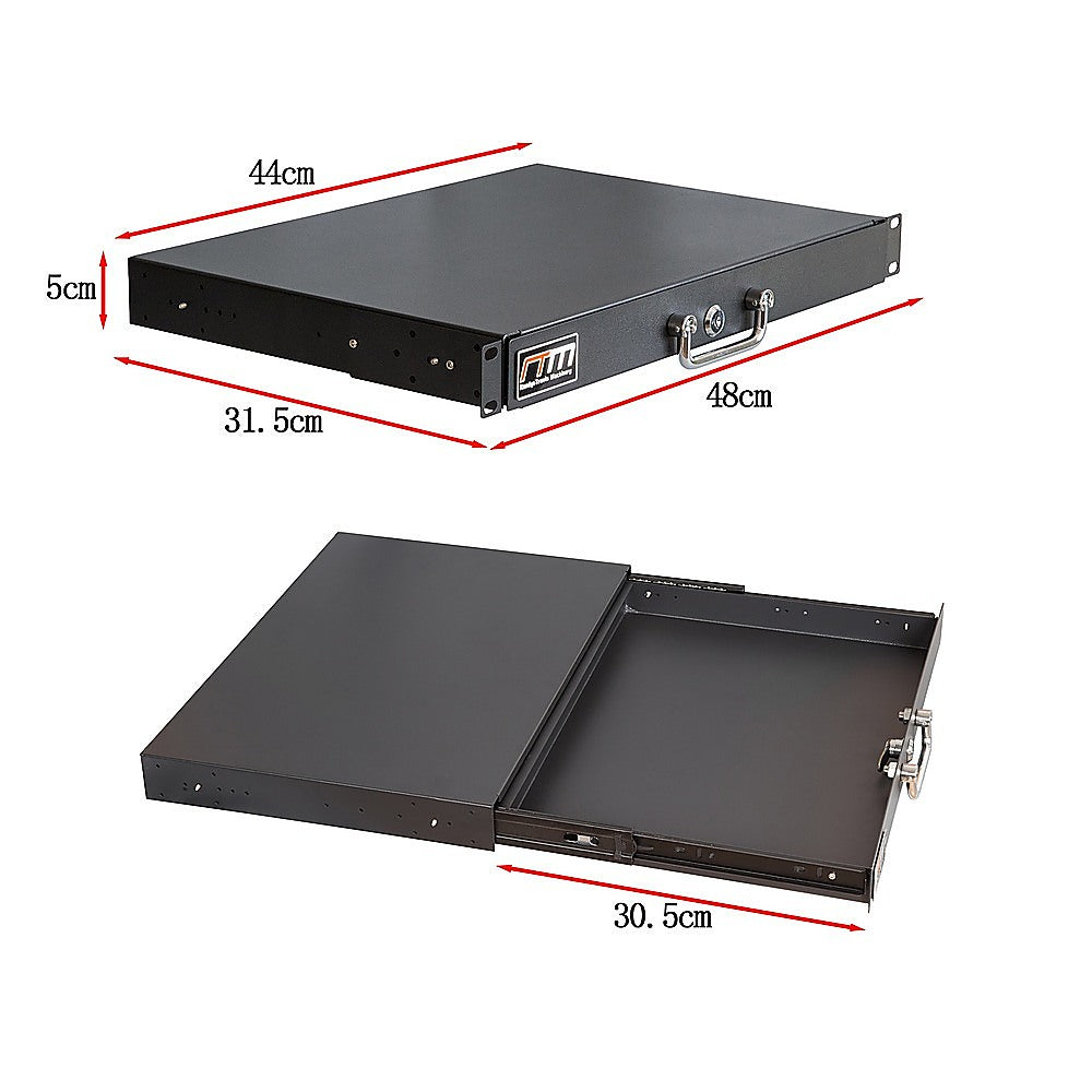 1U Locking Rack Mount Drawer Secure Steel Storage for 19" Network Server V63-844661