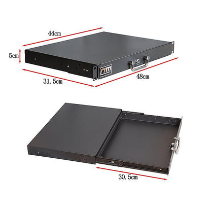 1U Locking Rack Mount Drawer Secure Steel Storage for 19" Network Server V63-844661