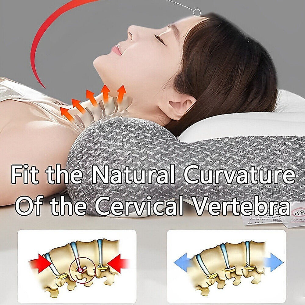 Cervical Ergonomic Pillow Soy Bean Contour Orthopedic Bed Neck Pain Washable V63-844691