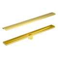 1200mm Bathroom Shower Brushed Brass Grate Drain w/ Centre outlet Floor Waste Square Pattern V63-844721