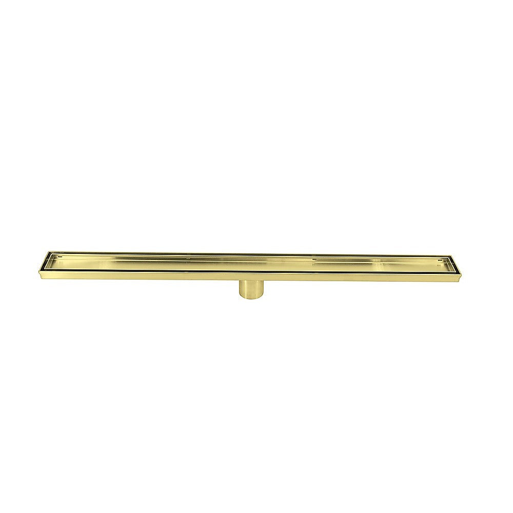 1000mm Tile Insert Bathroom Shower Brushed Brass Grate Drain w/Centre outlet Floor Waste V63-844751