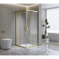 Adjustable 1000x1000mm Double Sliding Door Glass Shower Screen in Gold V63-844991