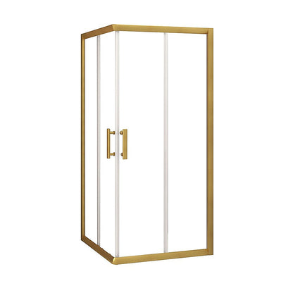 Adjustable 900x900mm Double Sliding Door Glass Shower Screen in Gold V63-845101