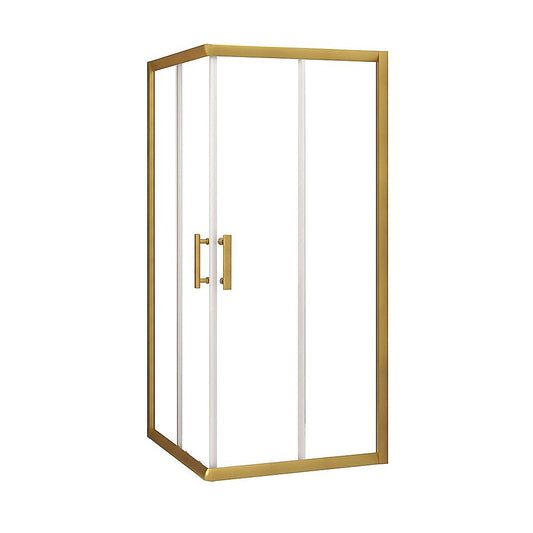 Adjustable 900x900mm Double Sliding Door Glass Shower Screen in Gold V63-845101