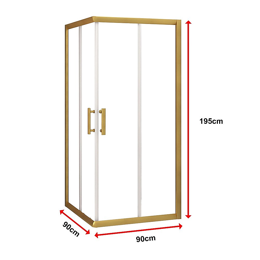 Adjustable 900x900mm Double Sliding Door Glass Shower Screen in Gold V63-845101