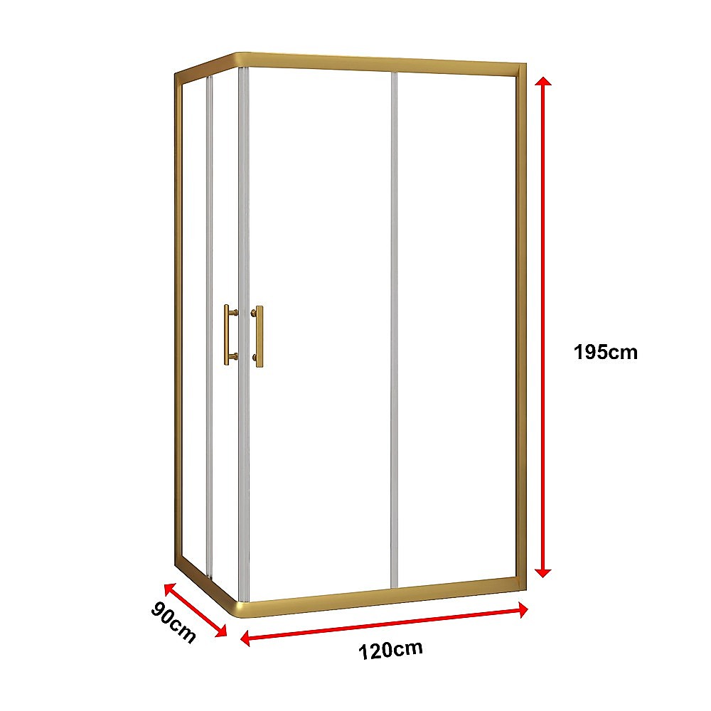Adjustable 900x1200mm Double Sliding Door Glass Shower Screen in Gold V63-845131