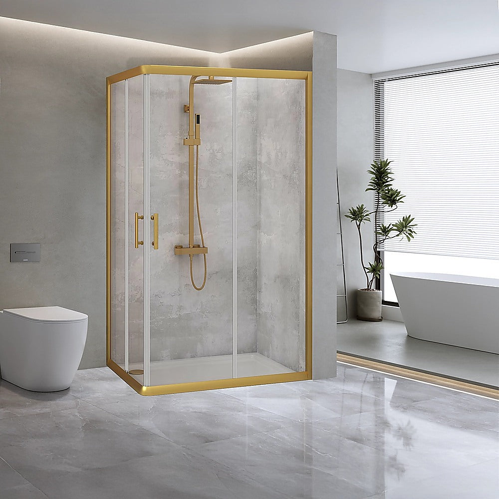 Adjustable 1000x1200mm Double Sliding Door Glass Shower Screen in Gold V63-845171