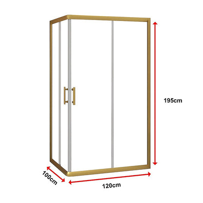 Adjustable 1000x1200mm Double Sliding Door Glass Shower Screen in Gold V63-845171