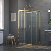 Adjustable 1100x900mm Double Sliding Door Glass Shower Screen in Gold V63-845181
