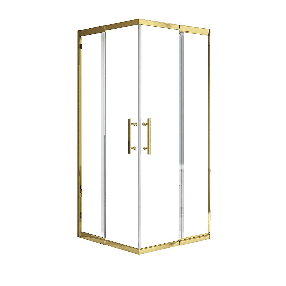 Adjustable 1100x1000mm Double Sliding Door Glass Shower Screen in Gold V63-845191