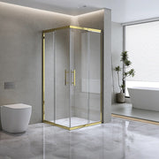 Adjustable 1100x1200mm Double Sliding Door Glass Shower Screen in Gold V63-845211