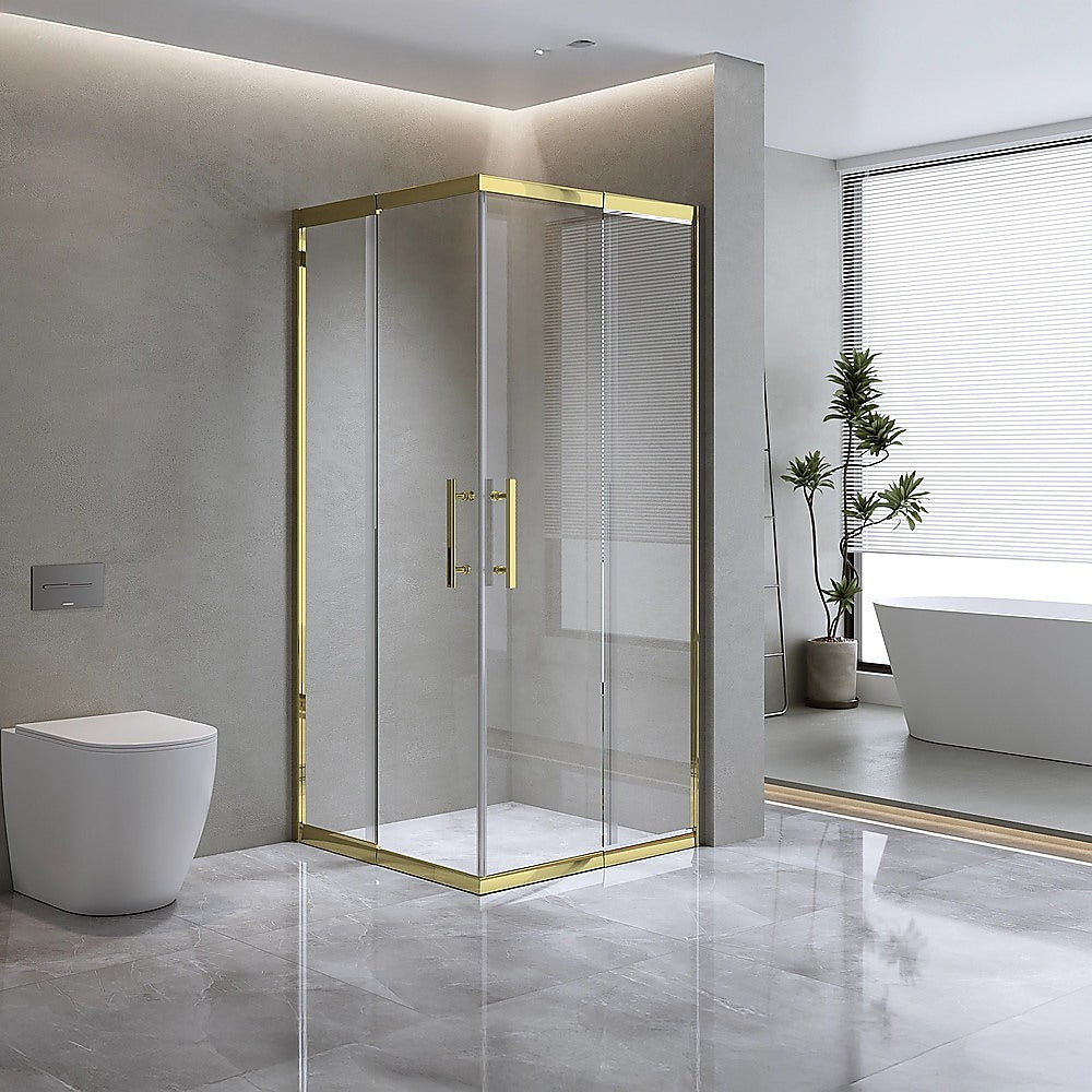 Adjustable 1100x1200mm Double Sliding Door Glass Shower Screen in Gold V63-845211
