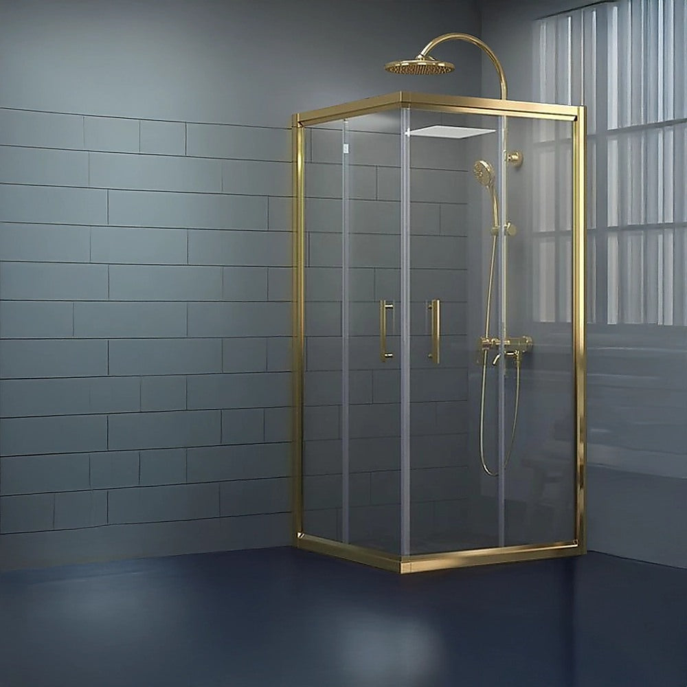 Adjustable 1200x900mm Double Sliding Door Glass Shower Screen in Gold V63-845221